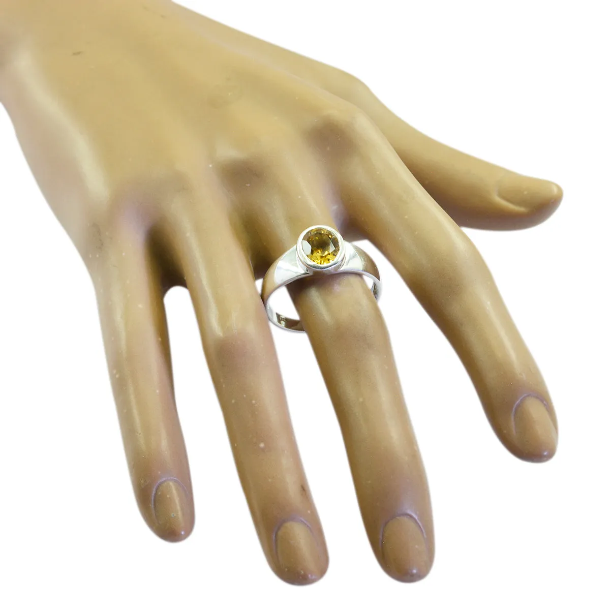 Riyo Exquisite Gemstones Citrine Silver Ring Selling Gold Jewelry