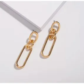 Rose Long Oval Chain Link Earrings