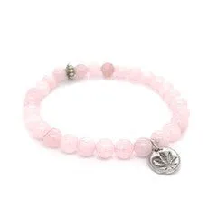 Rose Quartz Beauty Beaded Bracelet Sterling Silver Charm