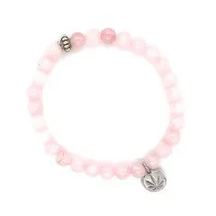 Rose Quartz Beauty Beaded Bracelet Sterling Silver Charm