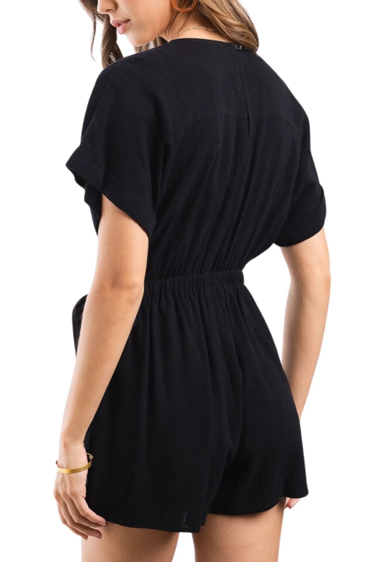 Savannah Wrap Romper - Black