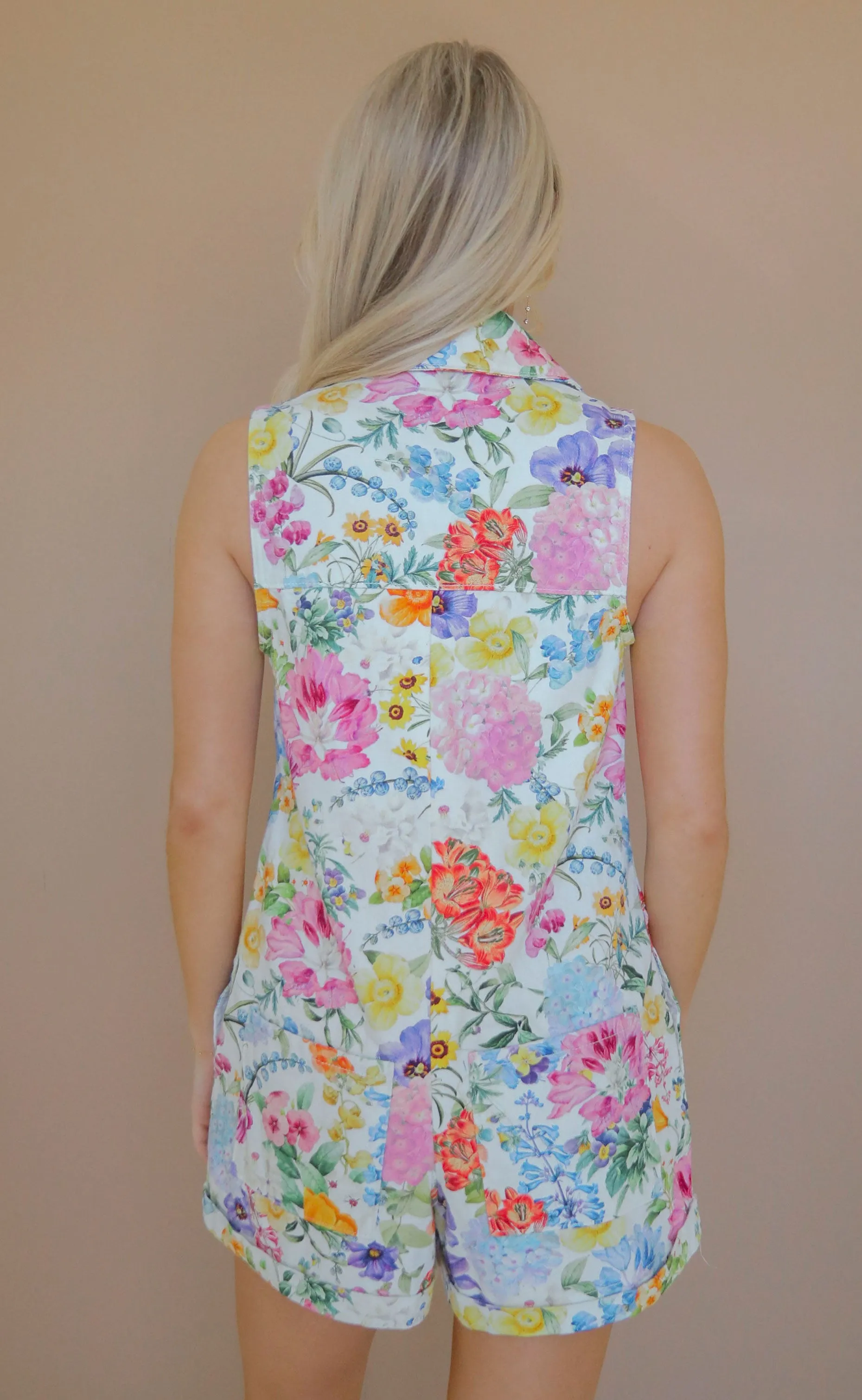 show me your mumu: reno romper - ivory botanical floral