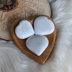 Silky White Scolecite Heart ~ Enhance Loving Connections