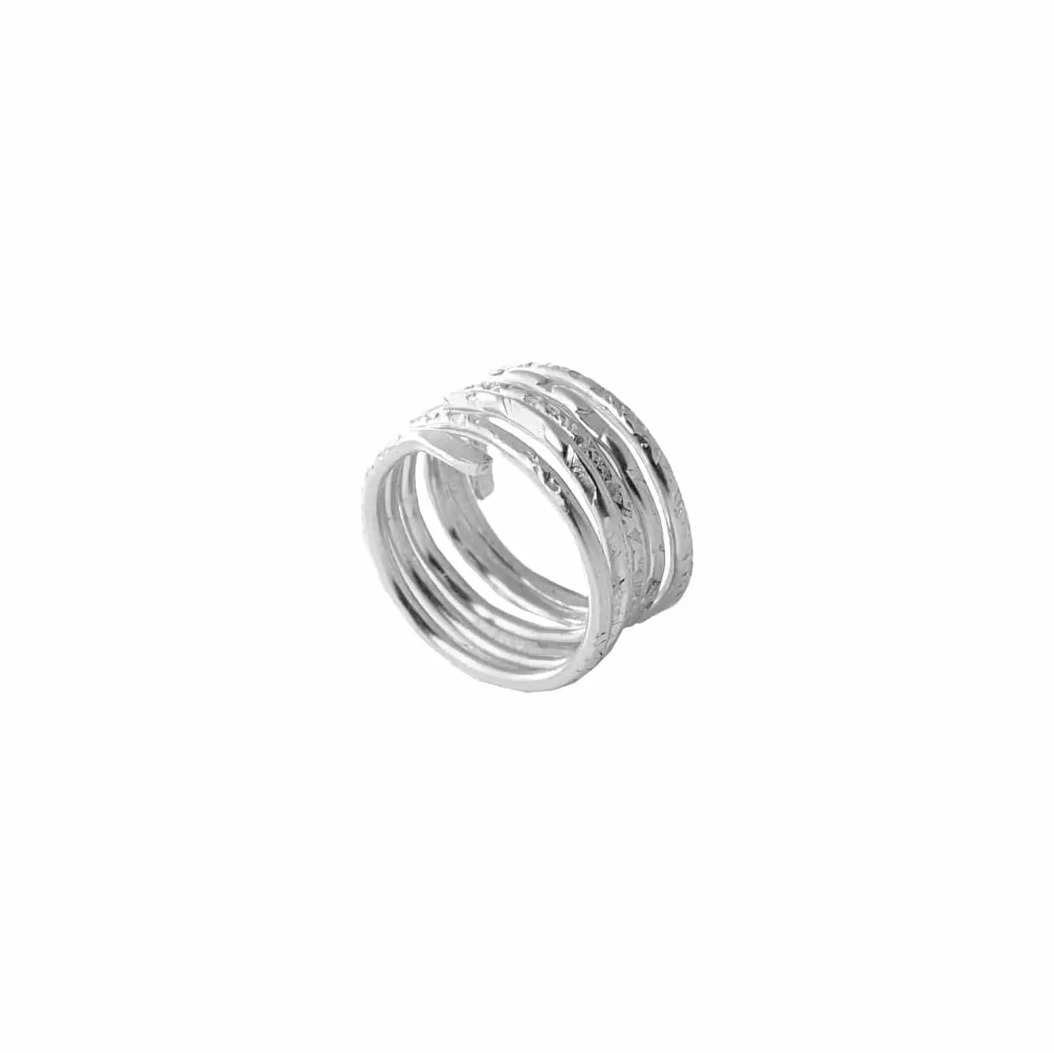 Silver Adjustable Spiral Textured Ring