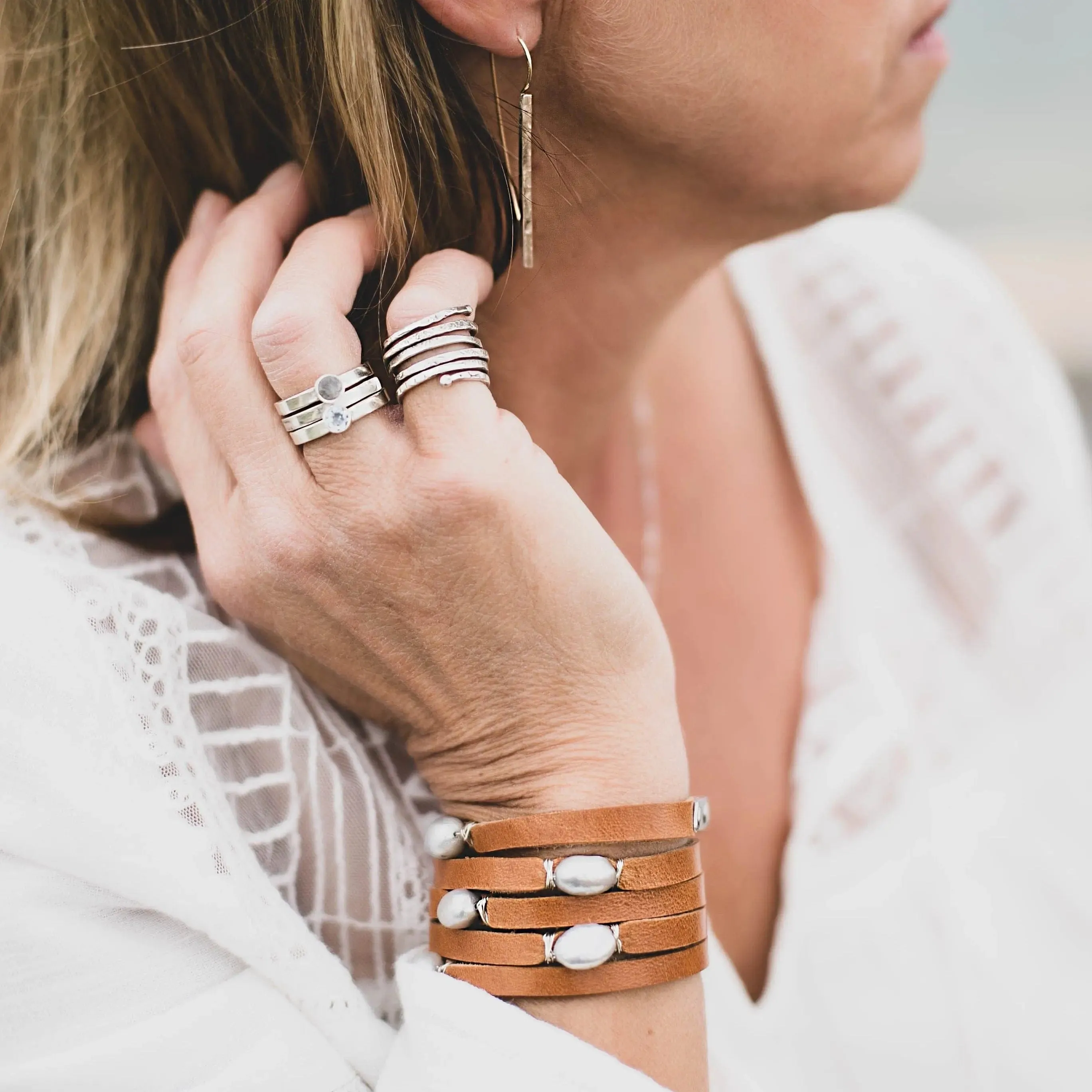 Silver Adjustable Spiral Textured Ring