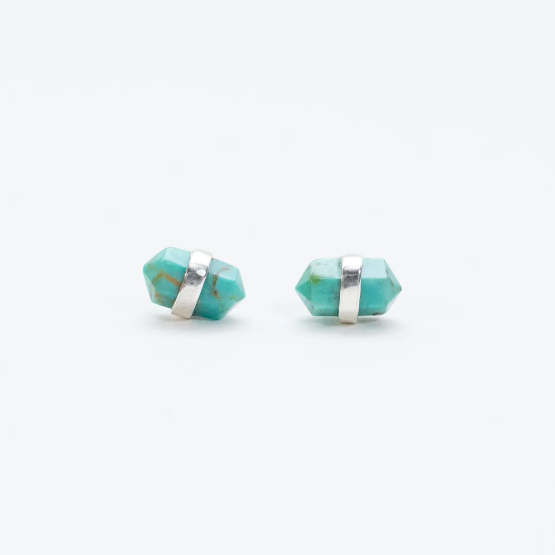 Silver Turquoise Wrap Studs