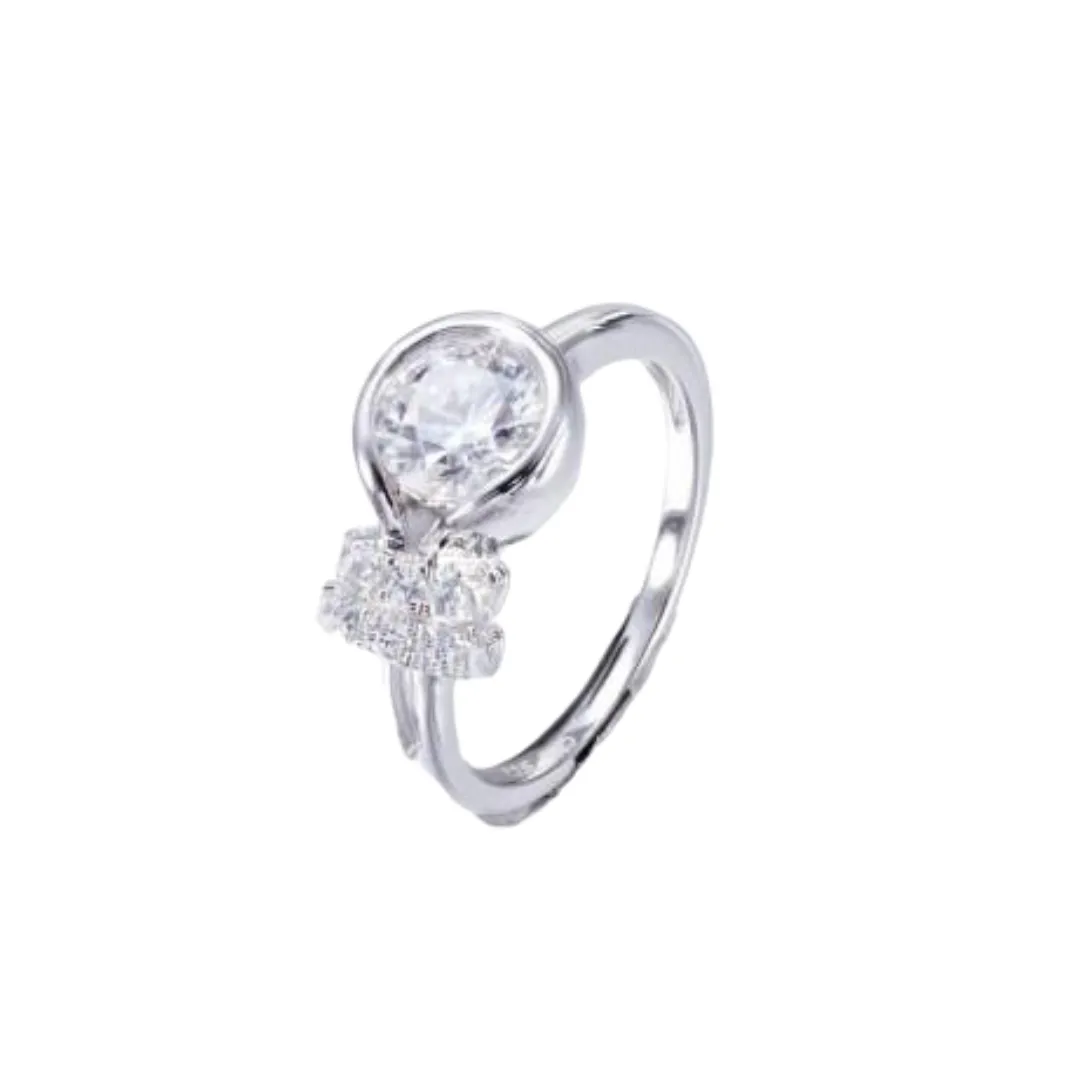 Sterling silver clear water floating ring