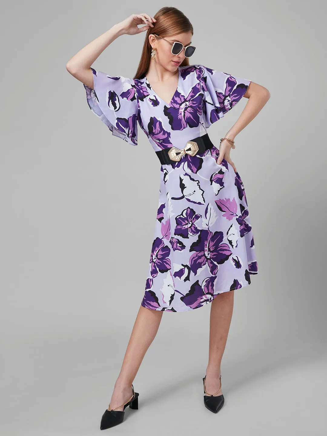 Style Quotient Women Lavender Printed Dresses