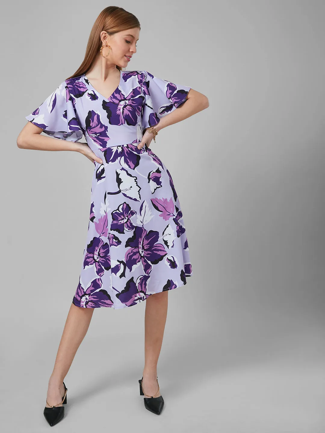 Style Quotient Women Lavender Printed Dresses