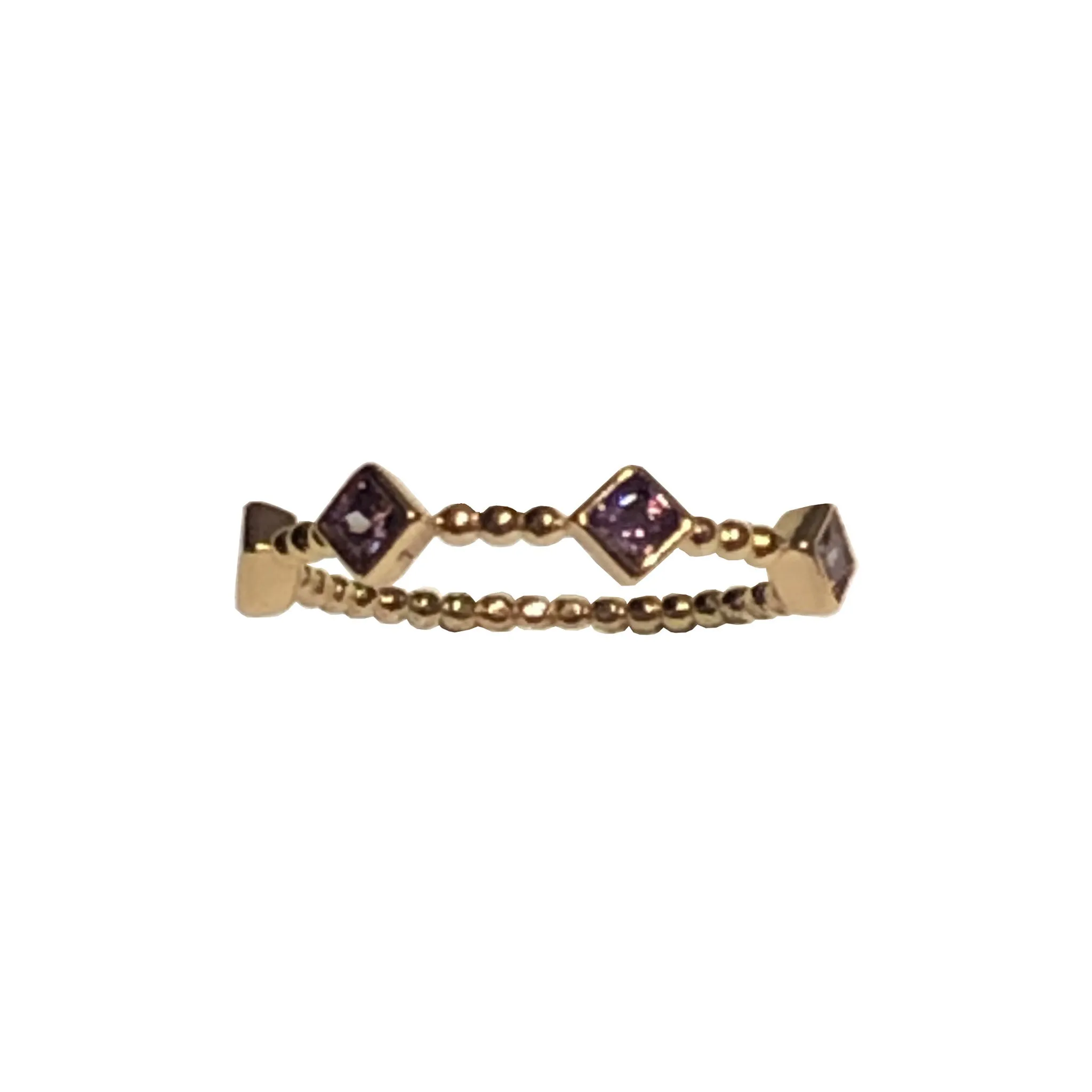 Templar Stacking Ring in 14K Gold  - Amethyst