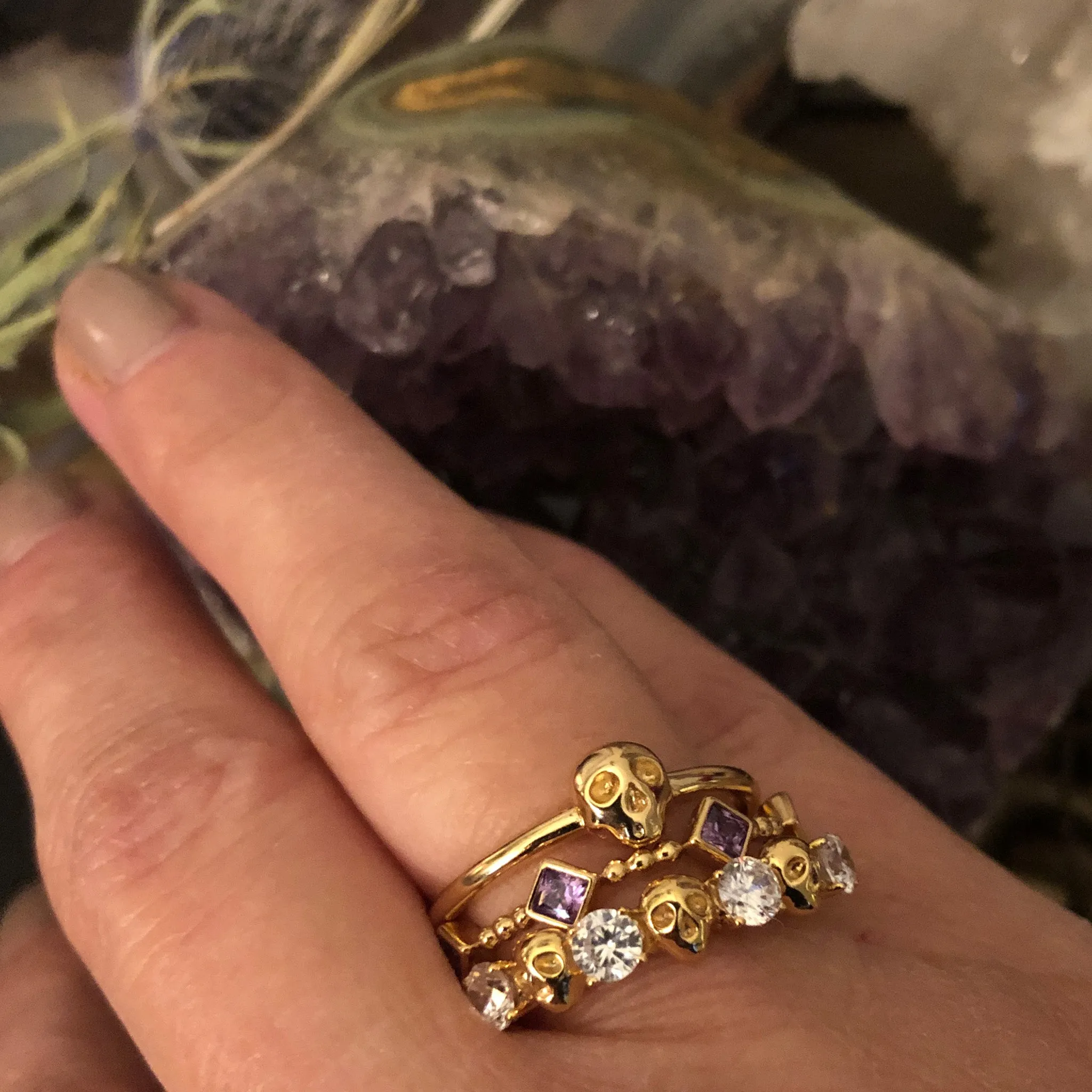 Templar Stacking Ring in 14K Gold  - Amethyst