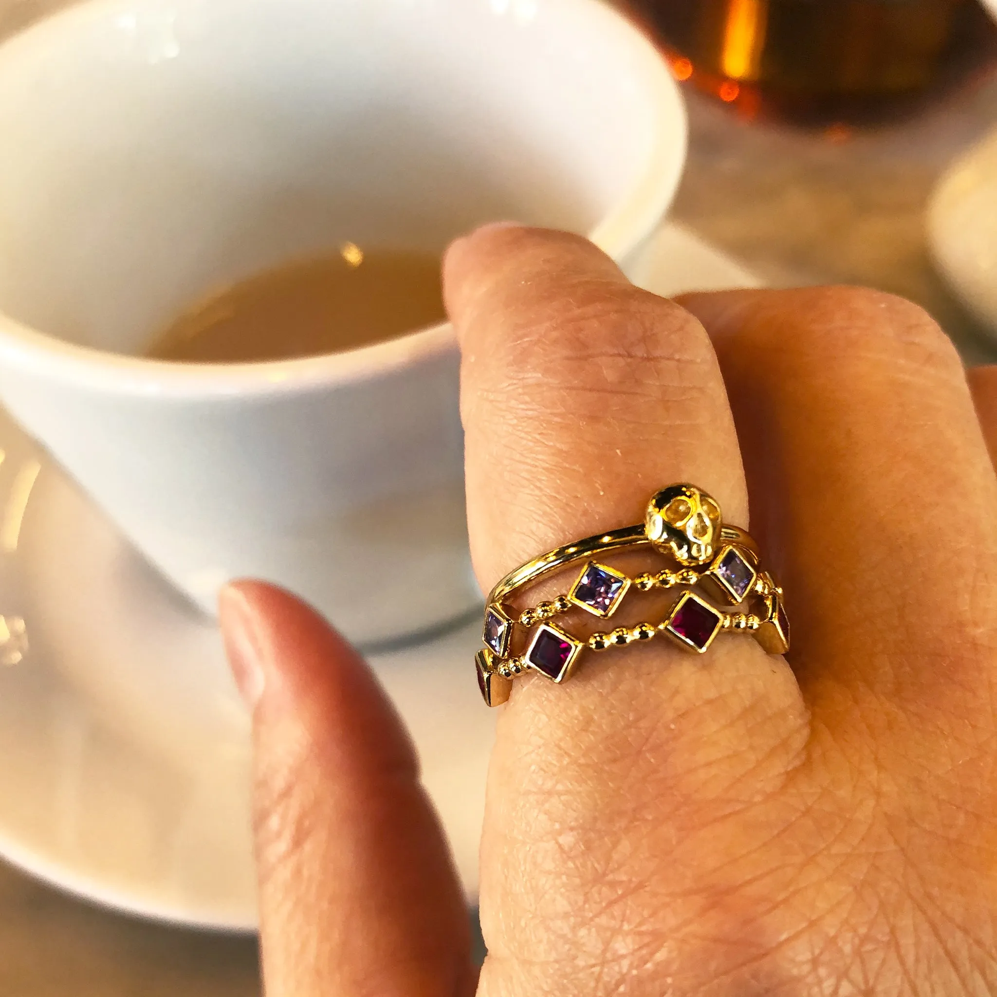 Templar Stacking Ring in 14K Gold  - Amethyst