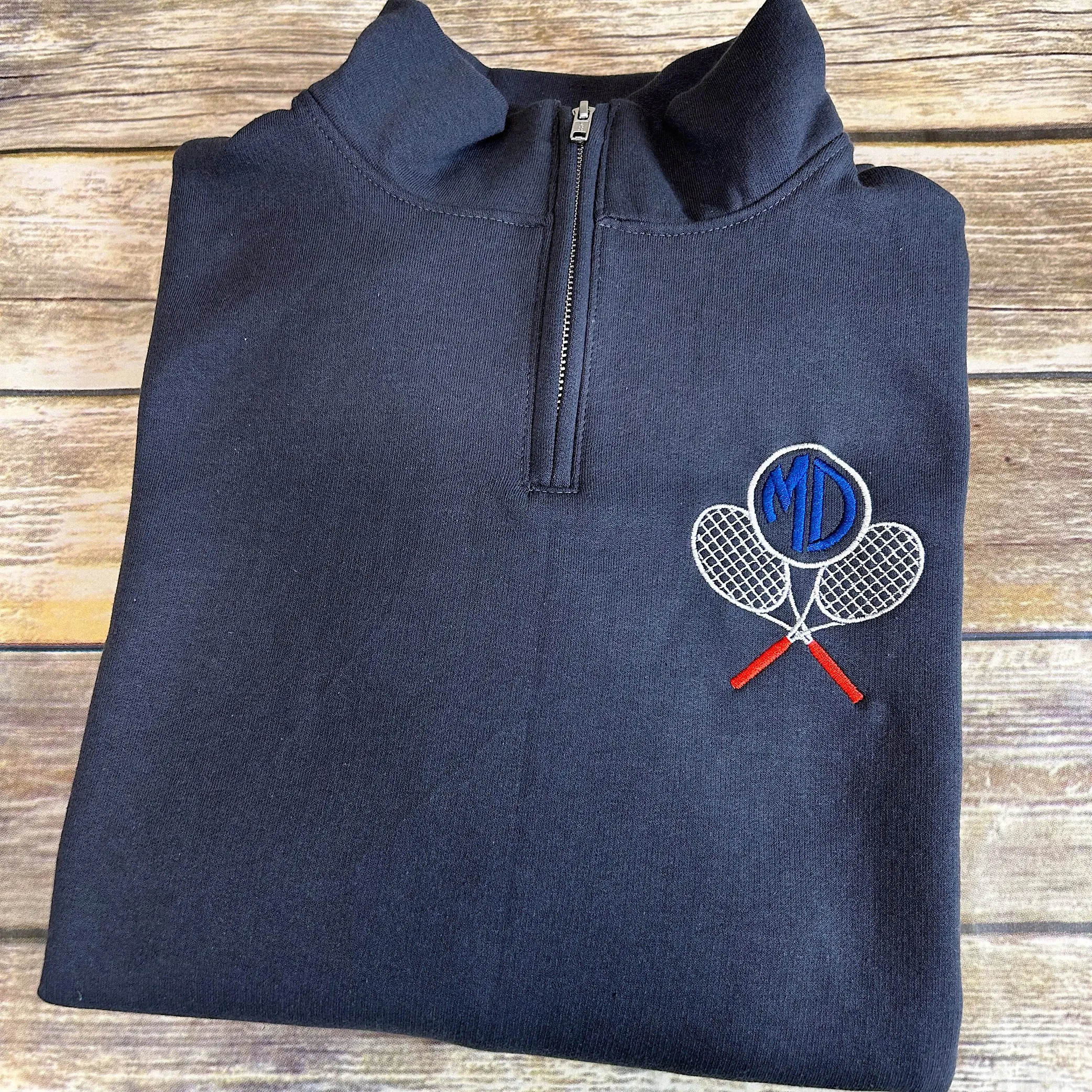 Tennis Personalized Quarter Zip Pullover Sweatshirt