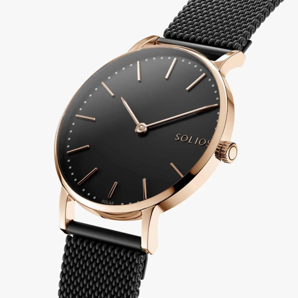 The Solar Classic | Black Dial - Rose Gold Case