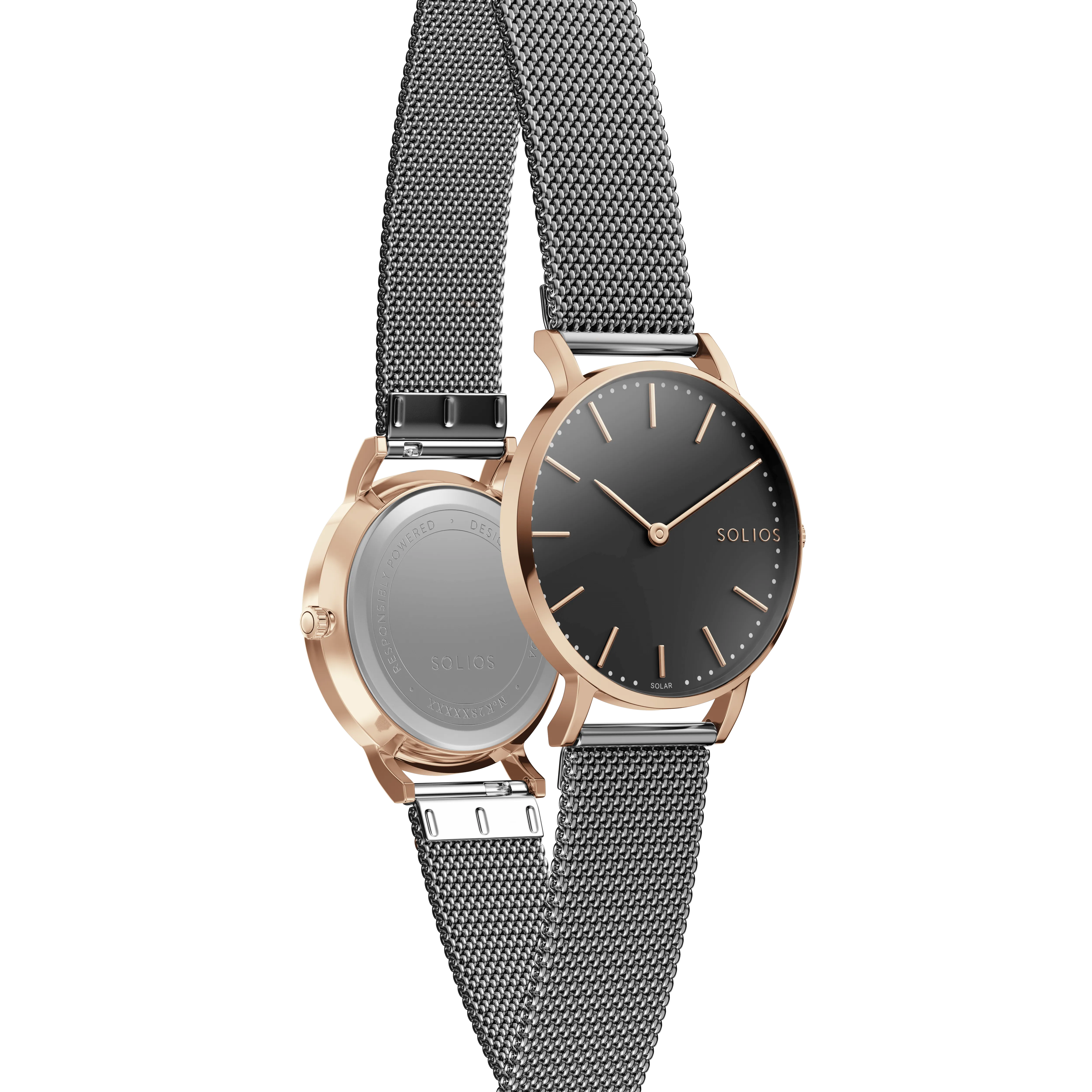 The Solar Classic | Black Dial - Rose Gold Case