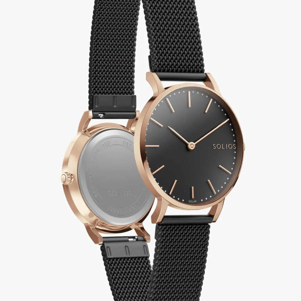 The Solar Classic | Black Dial - Rose Gold Case