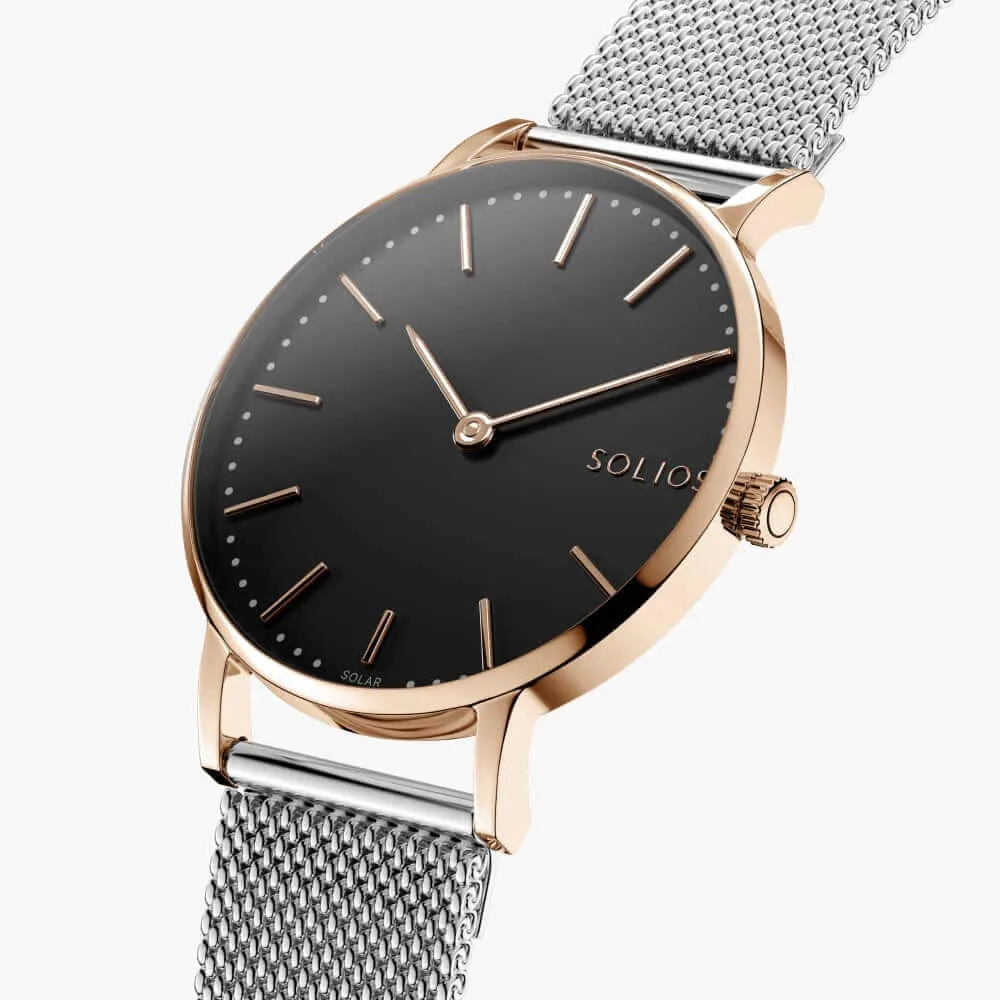 The Solar Classic | Black Dial - Rose Gold Case