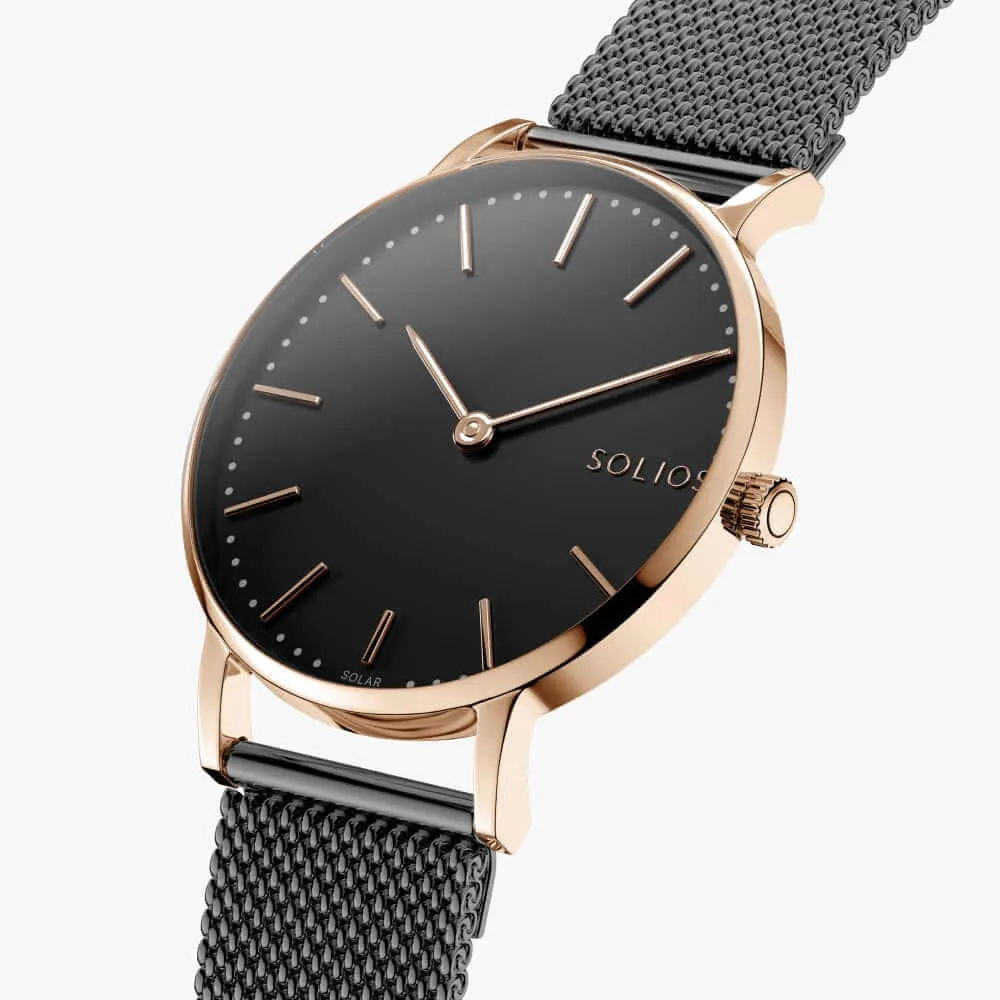 The Solar Classic | Black Dial - Rose Gold Case