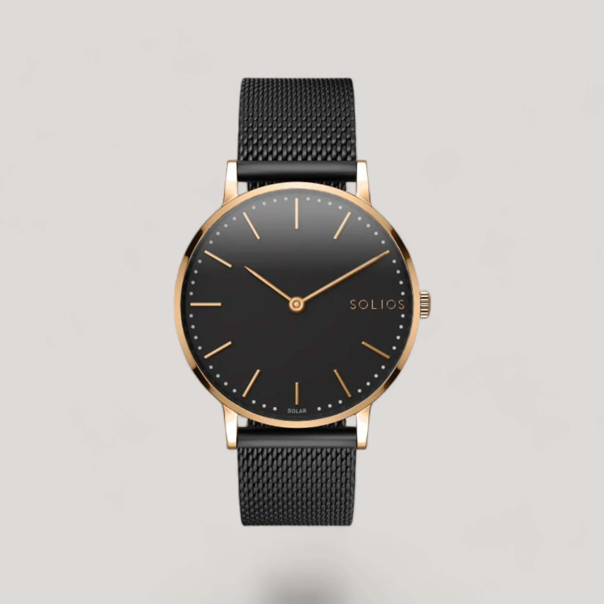 The Solar Classic | Black Dial - Rose Gold Case