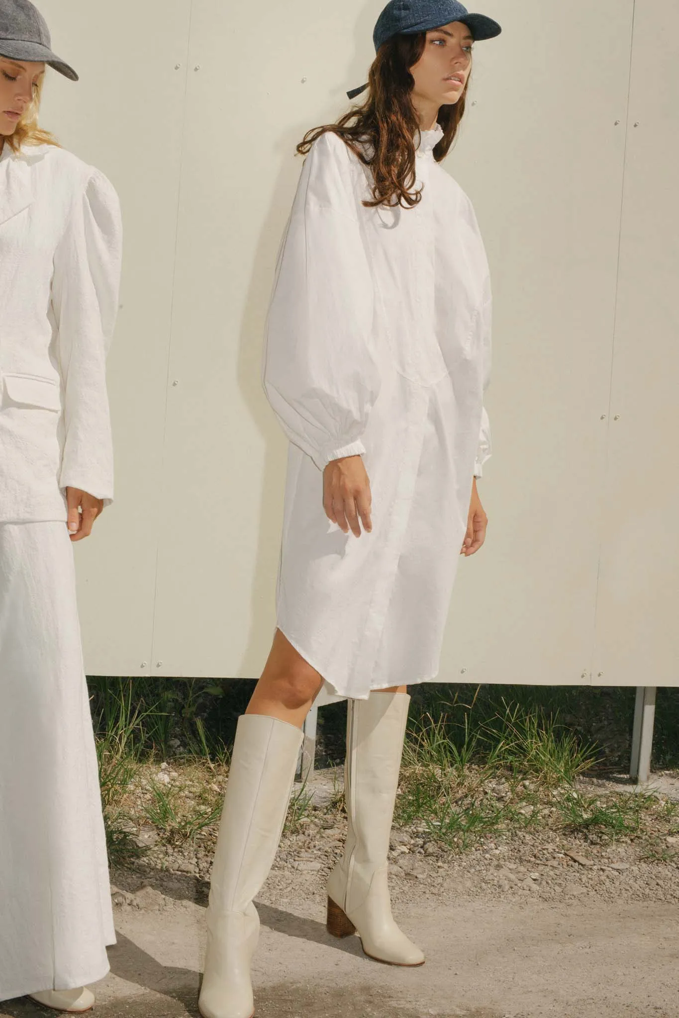 THE TUXEDO LONG SHIRT/DRESS - OFF WHITE