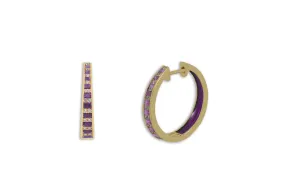 The Twist Purple Sapphire Diamond Enamel Hoop Earrings