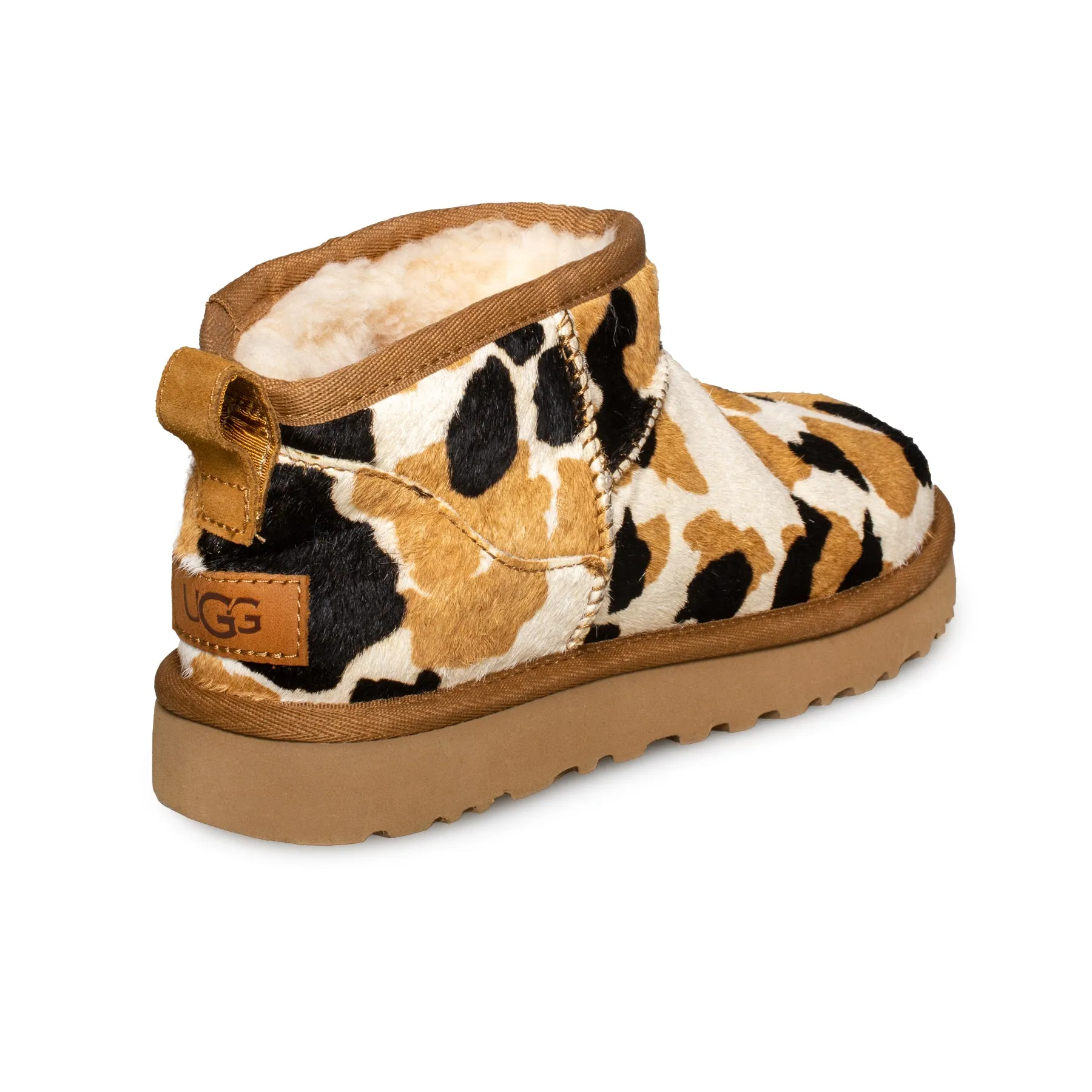 UGG Classic Ultra Mini Cow Print Chestnut Boots - Women's