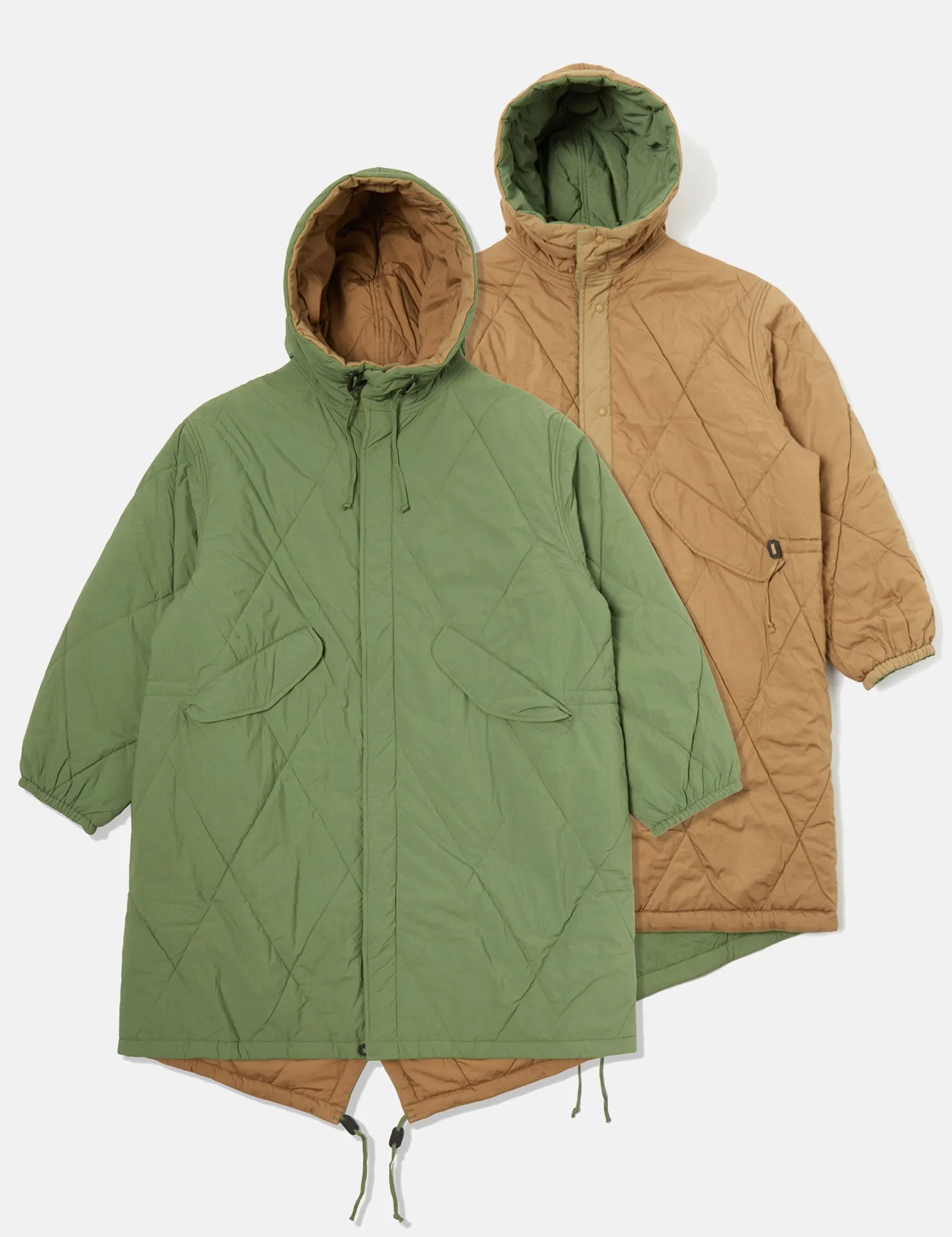 Universal Works Diamond Quilt Parka Jacket - Green