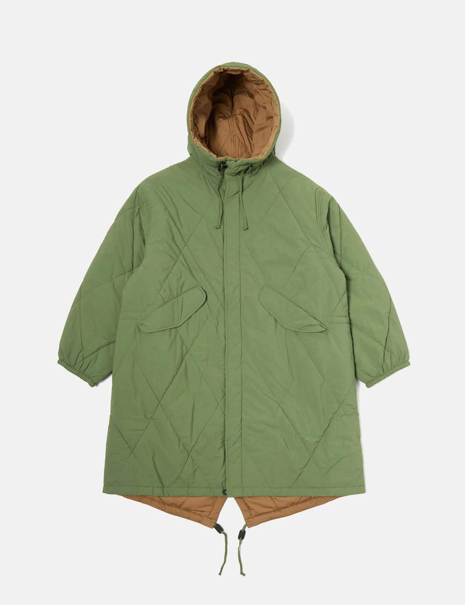 Universal Works Diamond Quilt Parka Jacket - Green