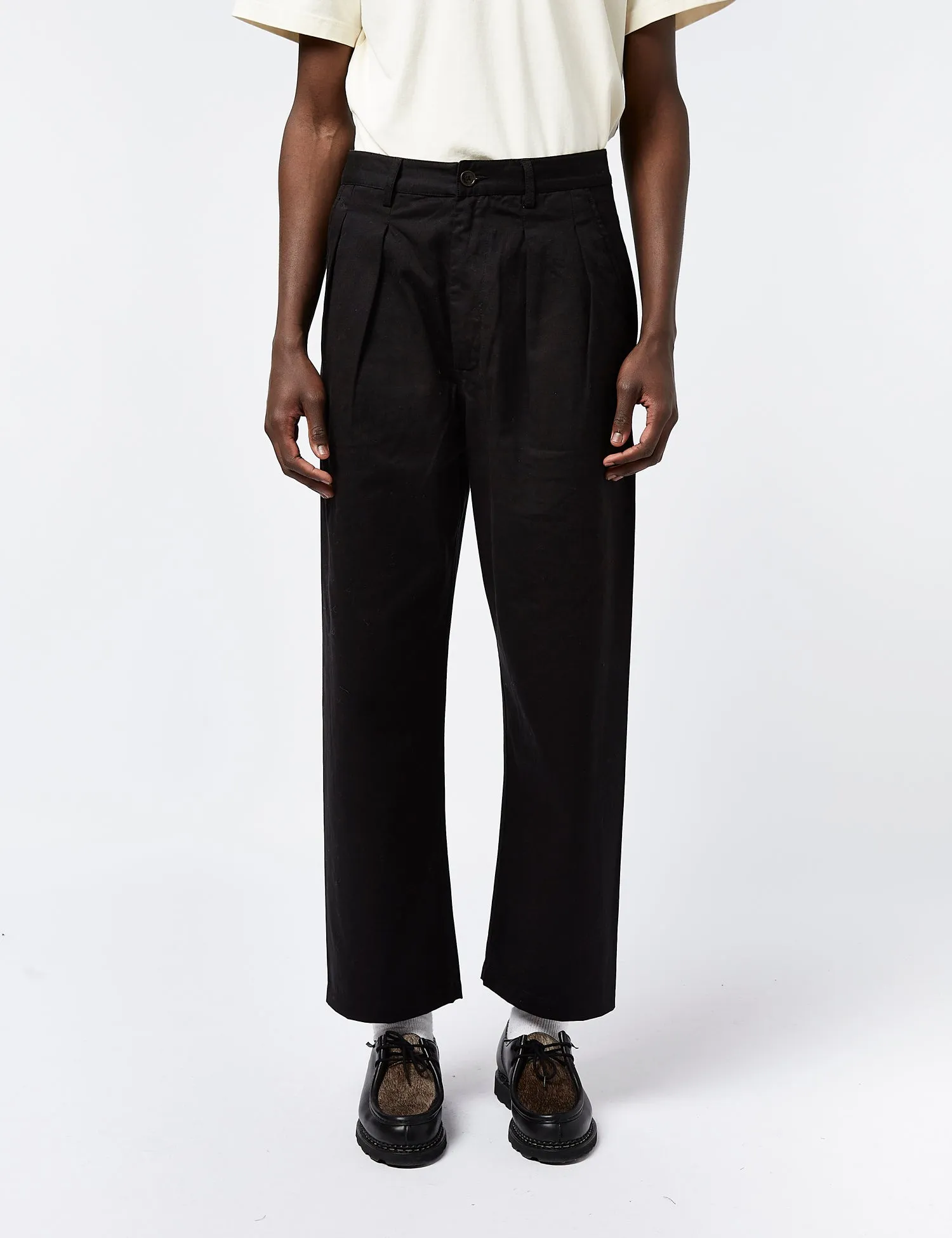 Universal Works Double Pleat Twill Pant - Black