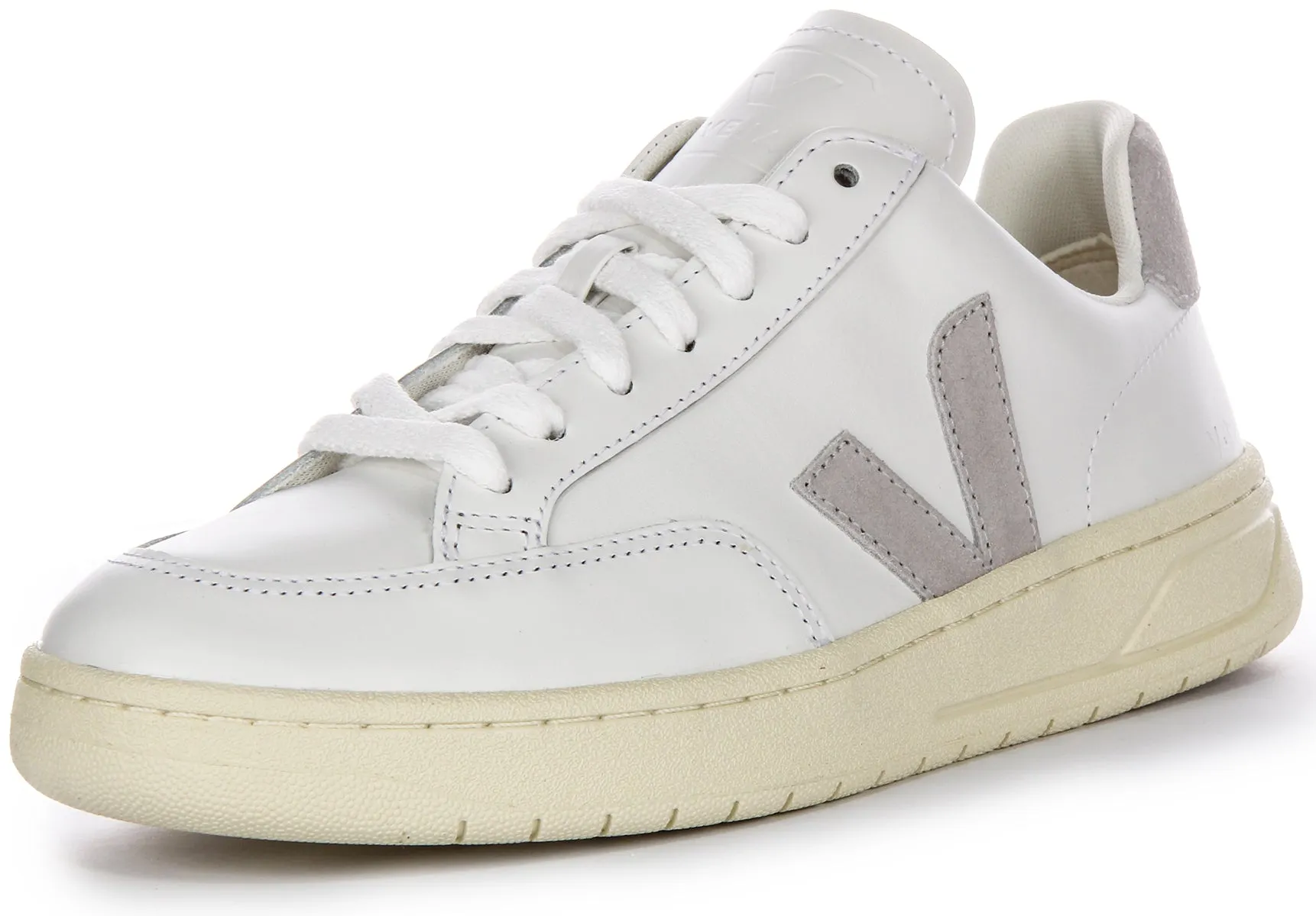 Veja V 12 Leather In Light Grey For Women