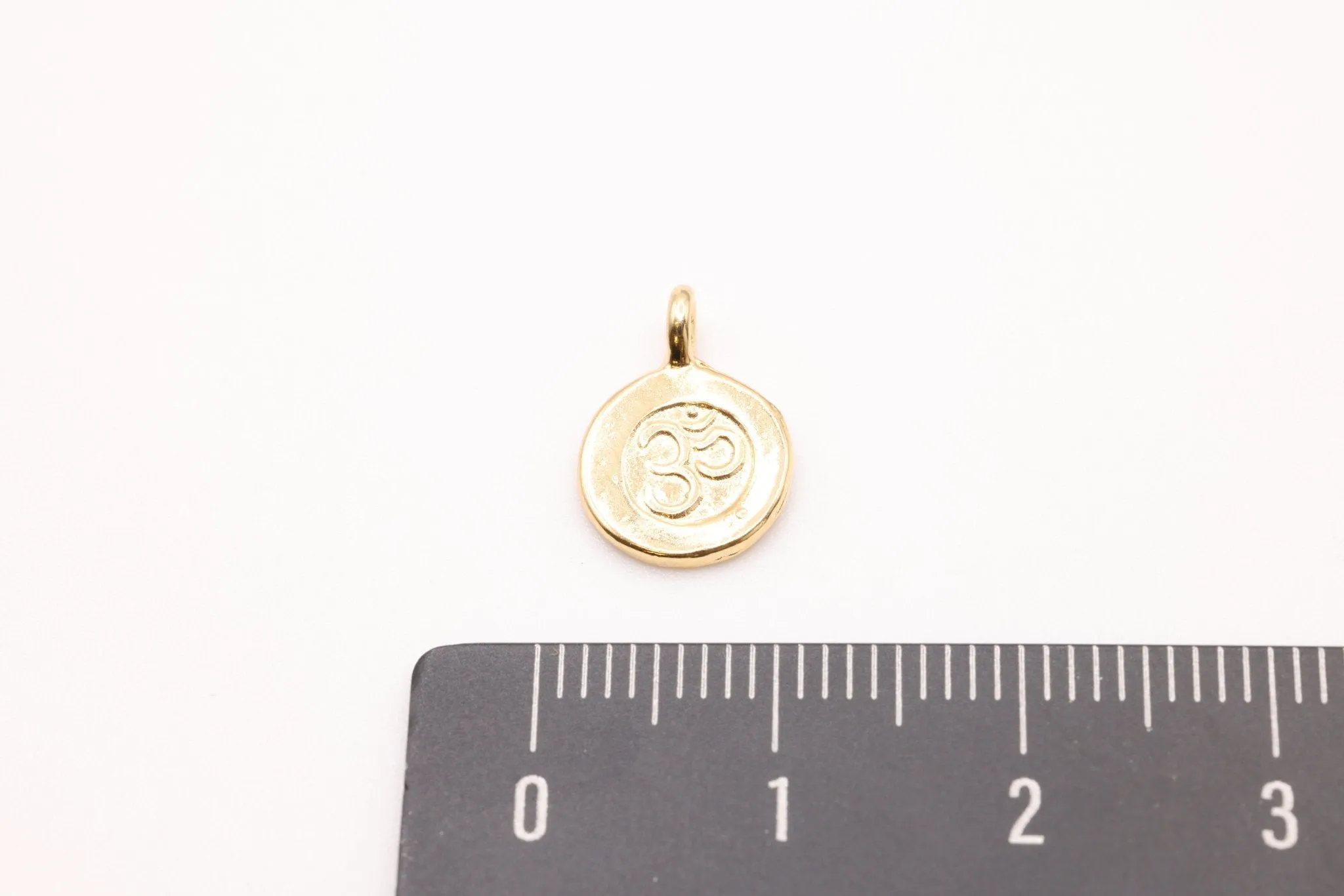 Vermeil Gold Spiritual Yoga Ohm Om Symbol Charm, 18K gold plated over Sterling Silver