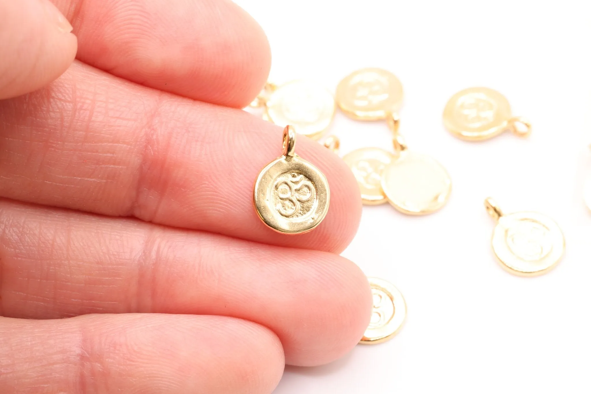 Vermeil Gold Spiritual Yoga Ohm Om Symbol Charm, 18K gold plated over Sterling Silver