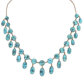 Victorian 14kt Persian Turquoise Festoon Link Necklace