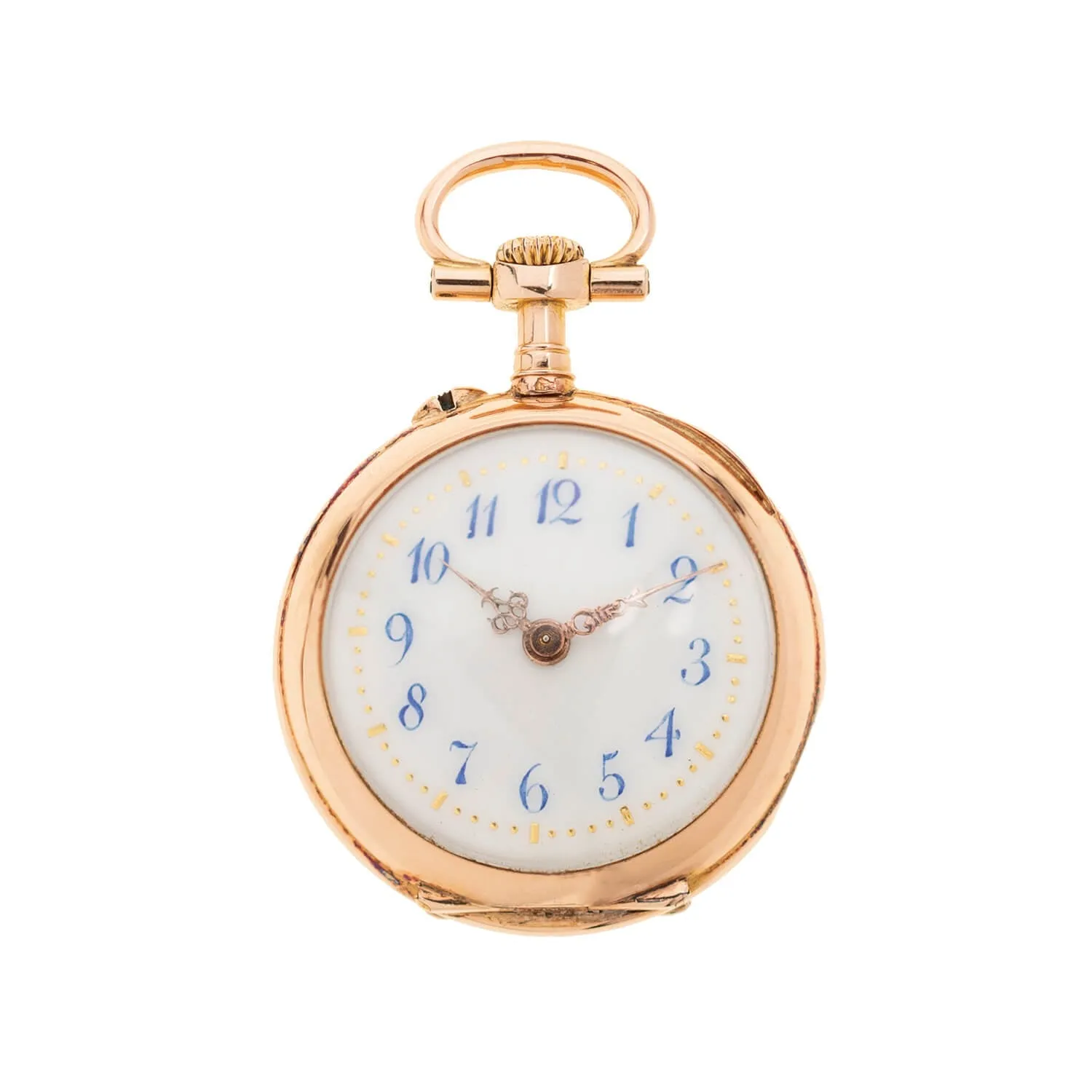 Victorian French 18k Diamond   Enameled Pocket Watch