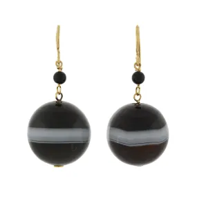 Victorian Large 10kt Graduating Banded Agate Earrings