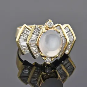 Vintage 14kt Moonstone   Diamond Ring 1.50ctw