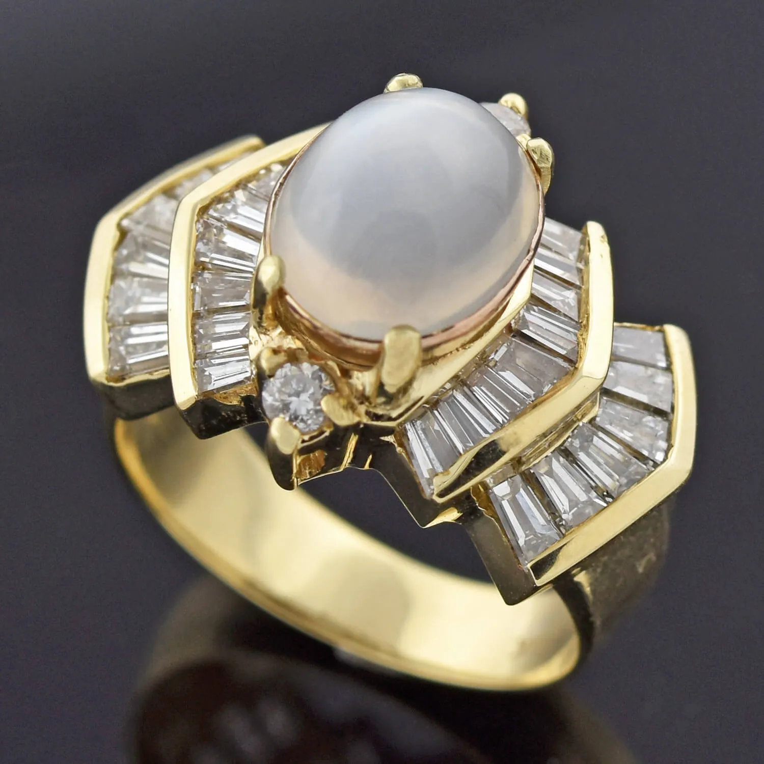 Vintage 14kt Moonstone   Diamond Ring 1.50ctw