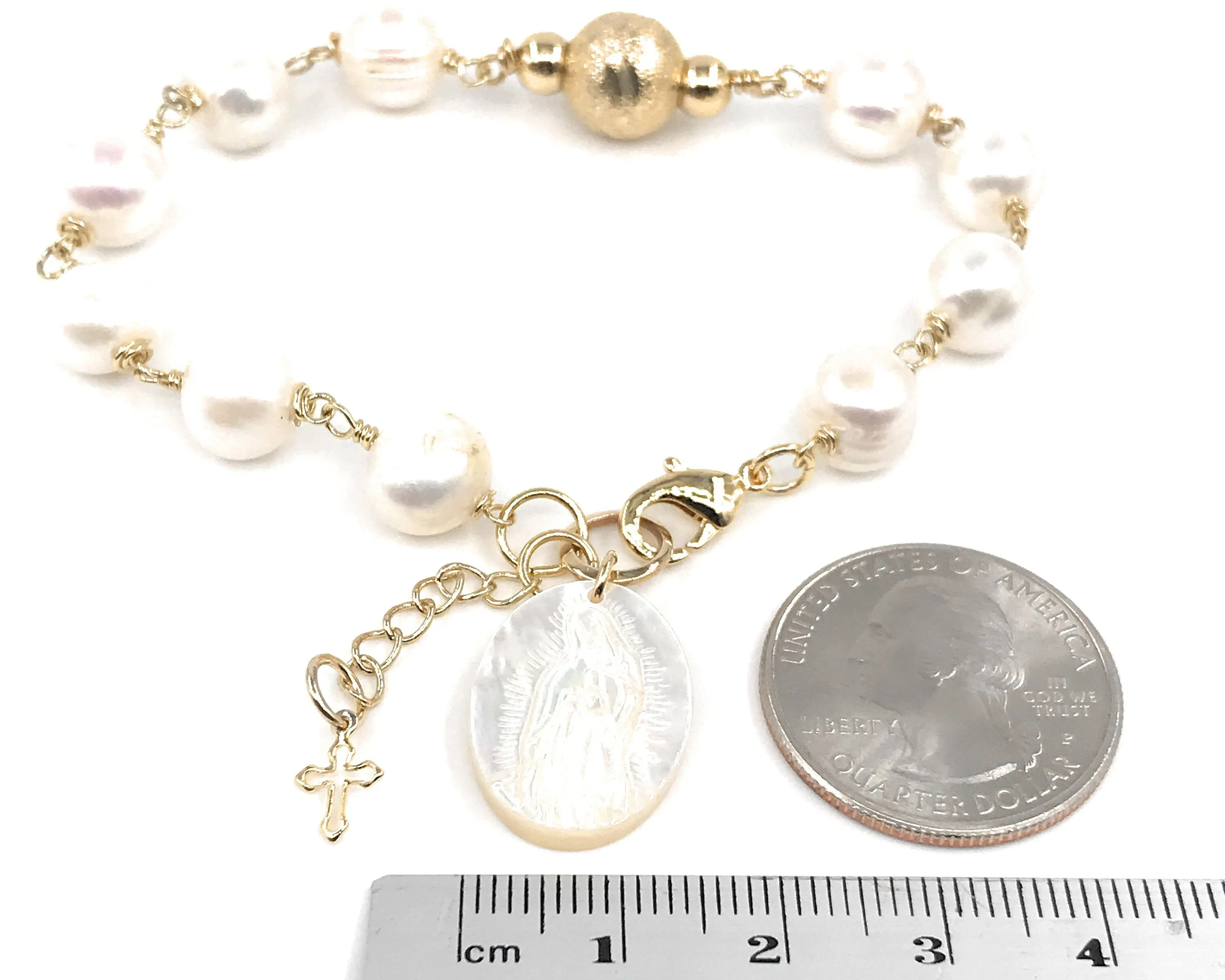 Virgen de Guadalupe Medal Virgin Mary Pendant Bracelet Freshwater Pearls Bracelet religious gifts Catholic gifts Our Lady of Guadalupe medal