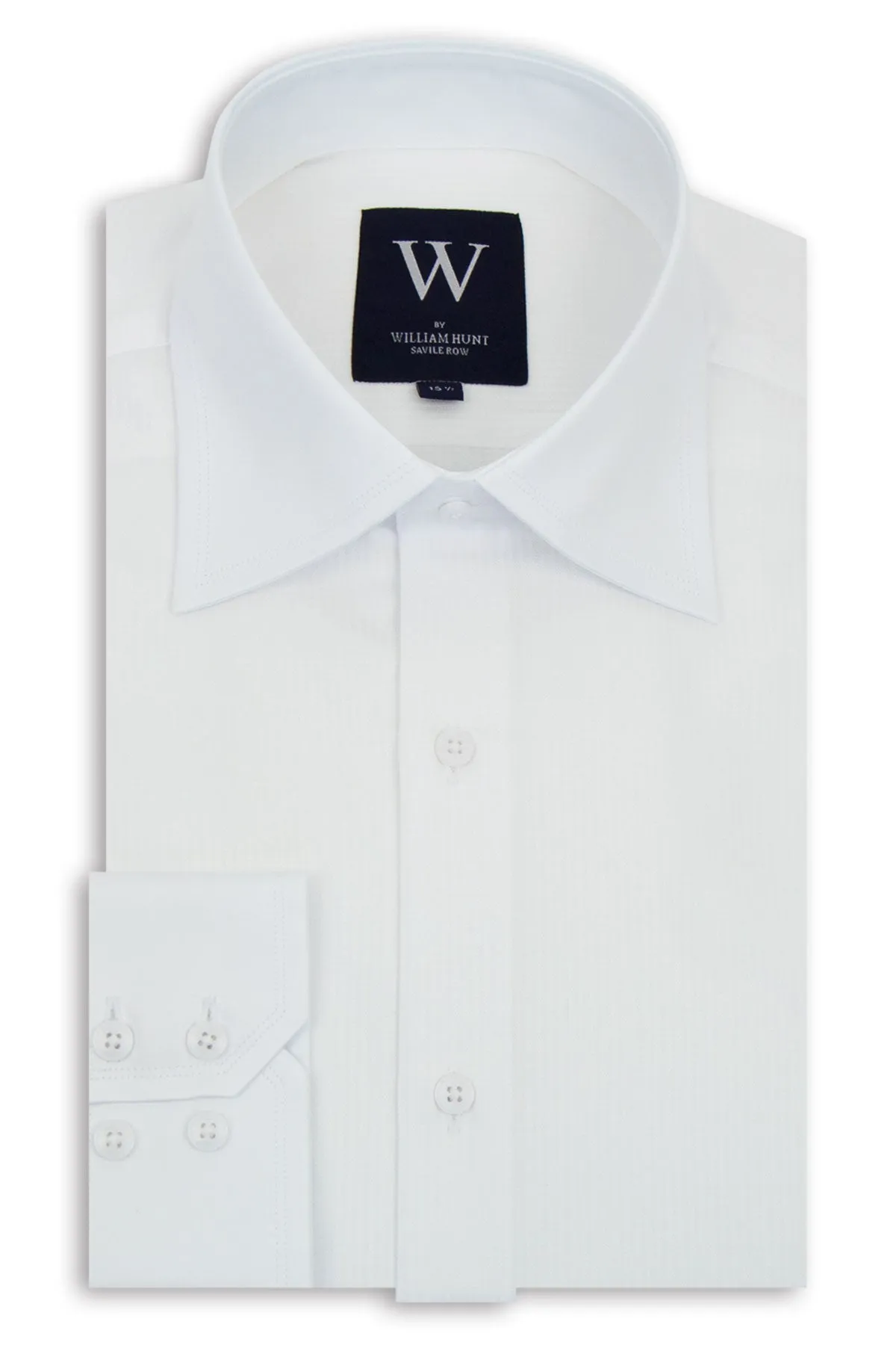 White Faint Line Cutaway Collar Shirt