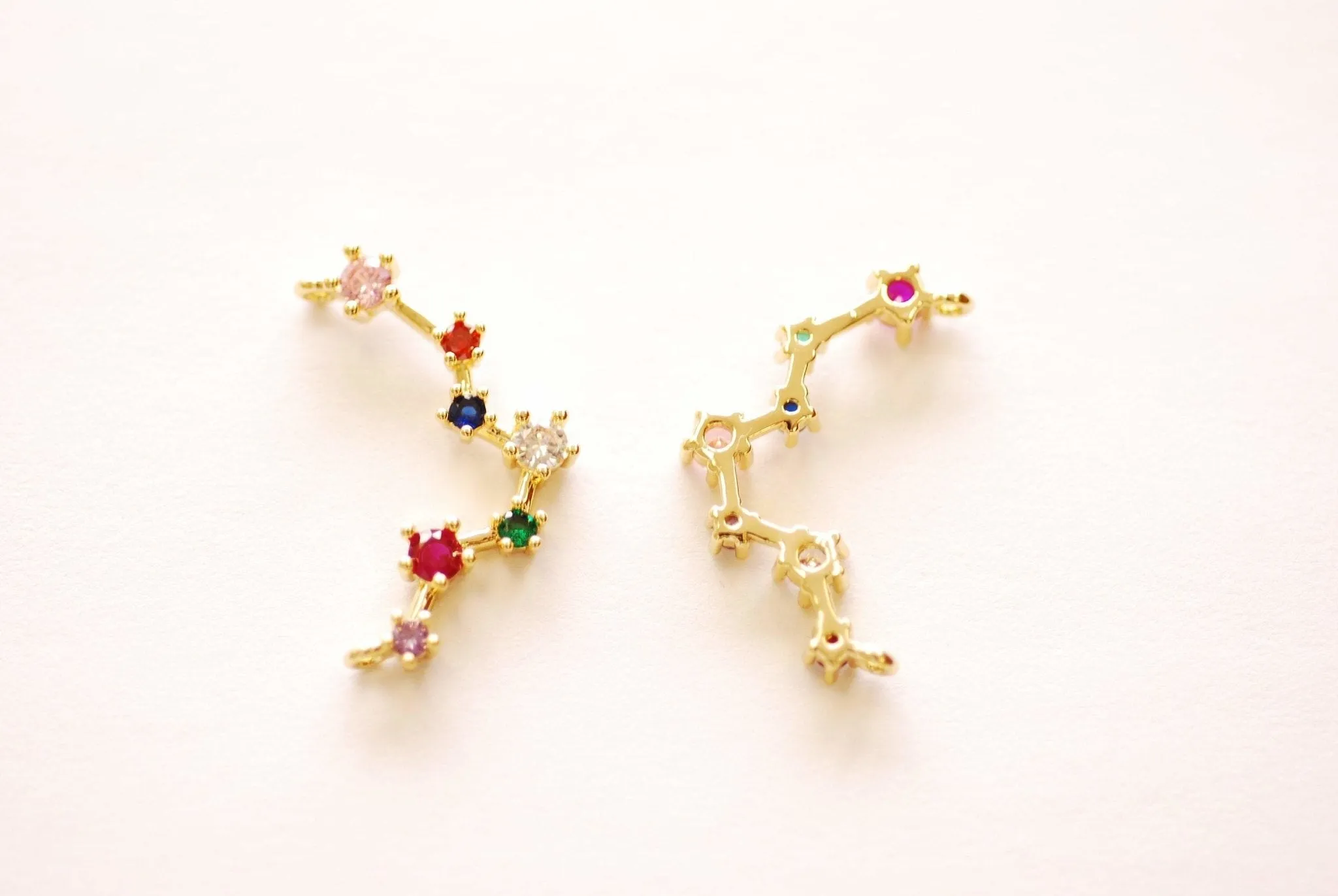 Wholesale Constellation Night Sky Colorful Star CZ Connector Charm - Cubic Zirconia Celestial Night Sky HarperCrown Charms B269