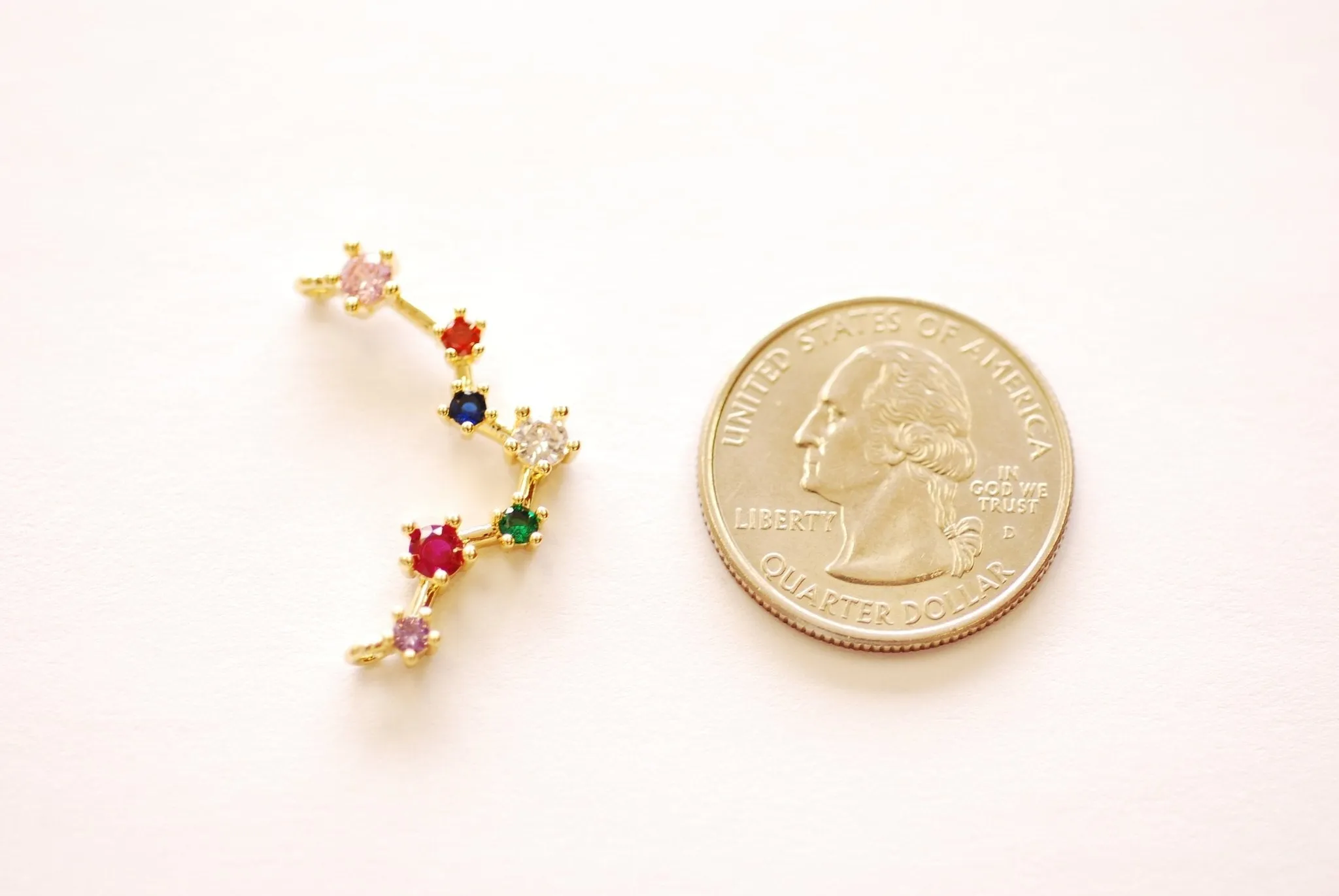 Wholesale Constellation Night Sky Colorful Star CZ Connector Charm - Cubic Zirconia Celestial Night Sky HarperCrown Charms B269