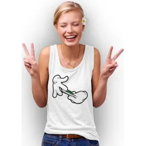 Womens Cartoon Hands Roll Joint Tank Top