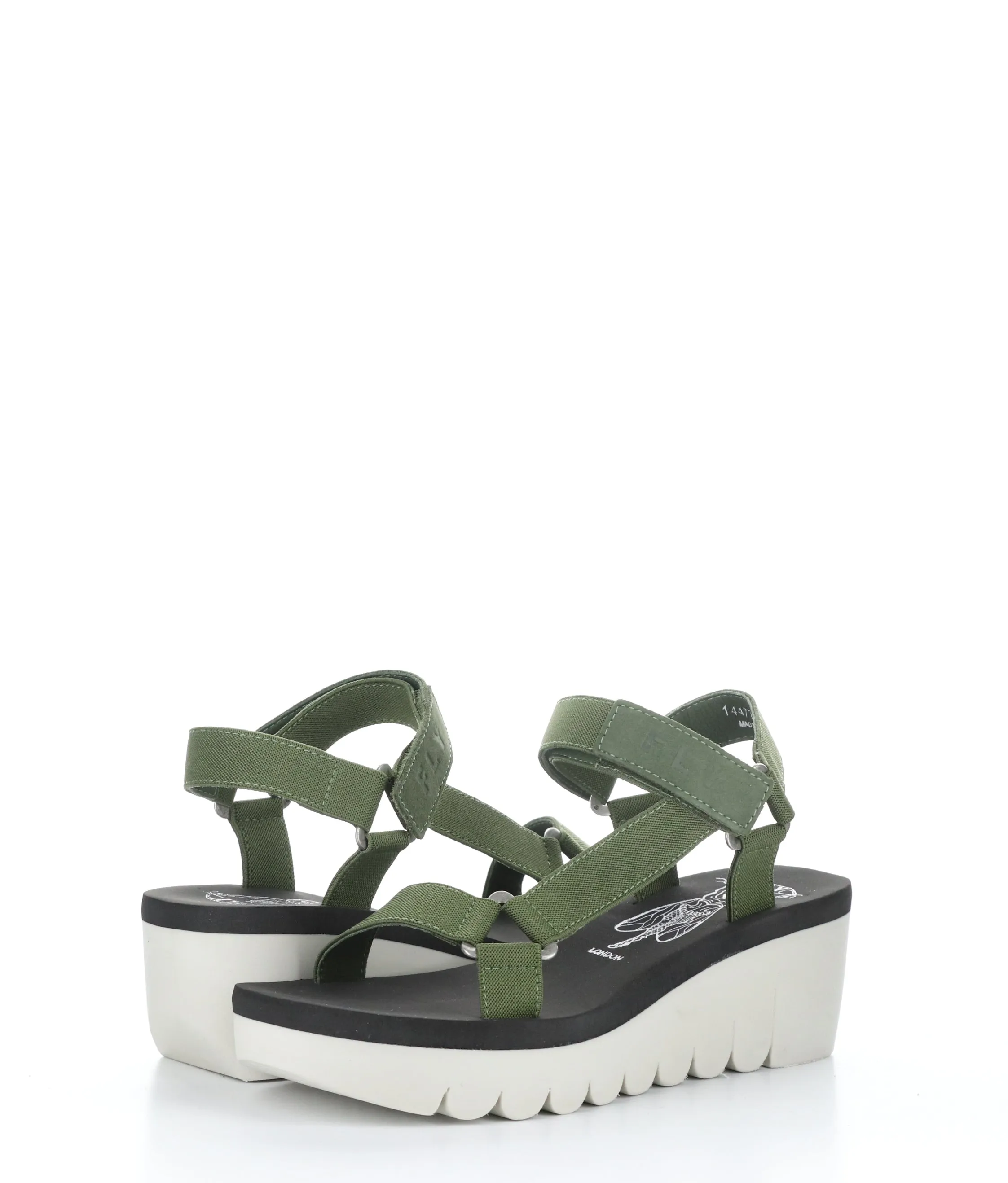 YEFA726FLY 006 MILITARY/BLACK Round Toe Sandals