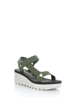 YEFA726FLY 006 MILITARY/BLACK Round Toe Sandals