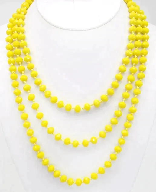 Yellow Crystal Beaded Layering 60" Necklace