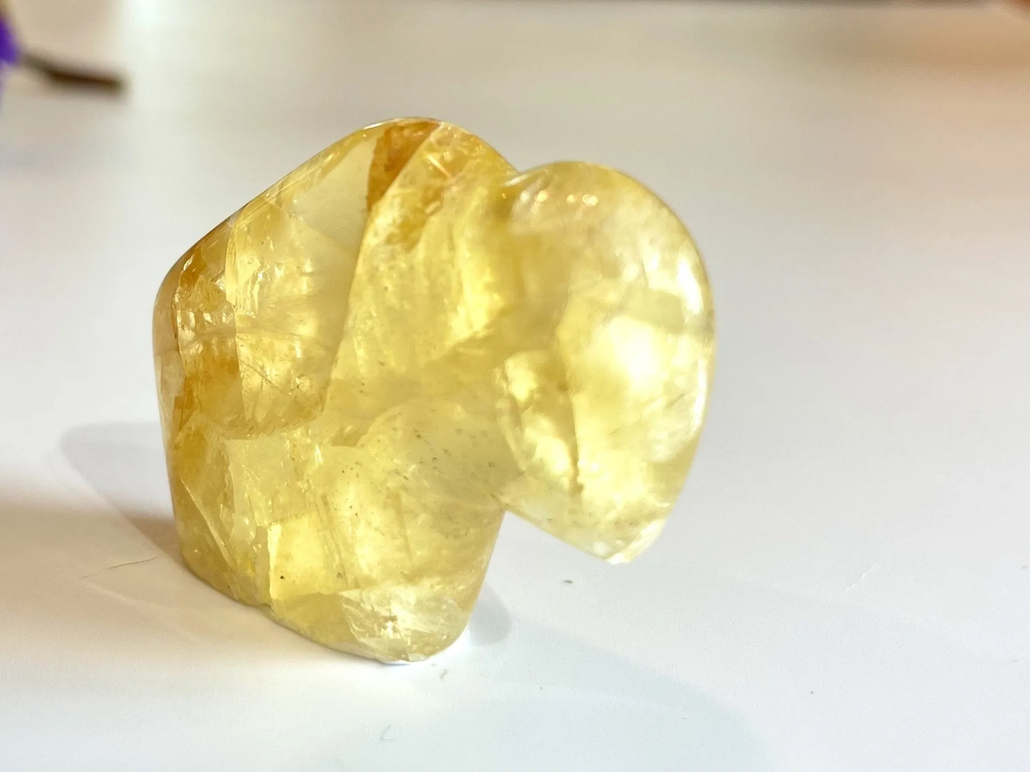 Yellow Glow Fluorite Buffalo Carving